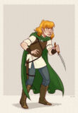 Sketchy lines commission sample: green-cloaked rogue