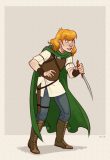 Sketchy lines commission sample: green-cloaked rogue