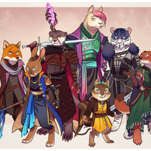 A furry take on official Critical Role character art (original designs by Ariana Orner)