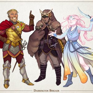 Character portraits for Critical Role's One Shot "Darrington Brigade"
