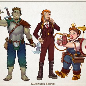 Character portraits for Critical Role's One Shot "Darrington Brigade"