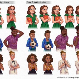 Main characters for the game Merge Party, by Tripledot Studios