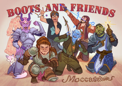 Sketchy lines group commission: Boots and Friends