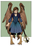 Inky lines commission sample: haunted harpy